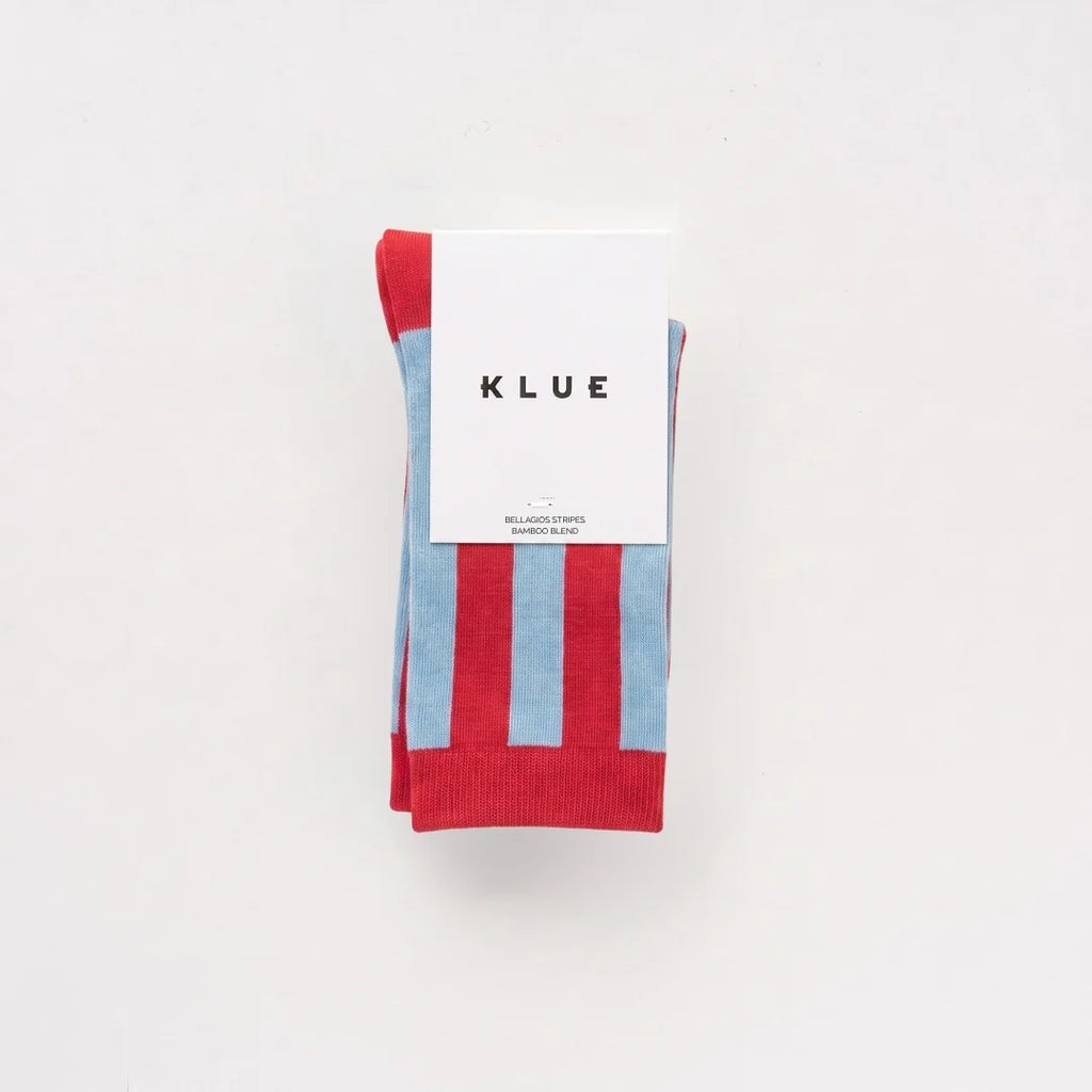 Chaussettes rayées Retro Bellagio | Cerise et bleu glacier