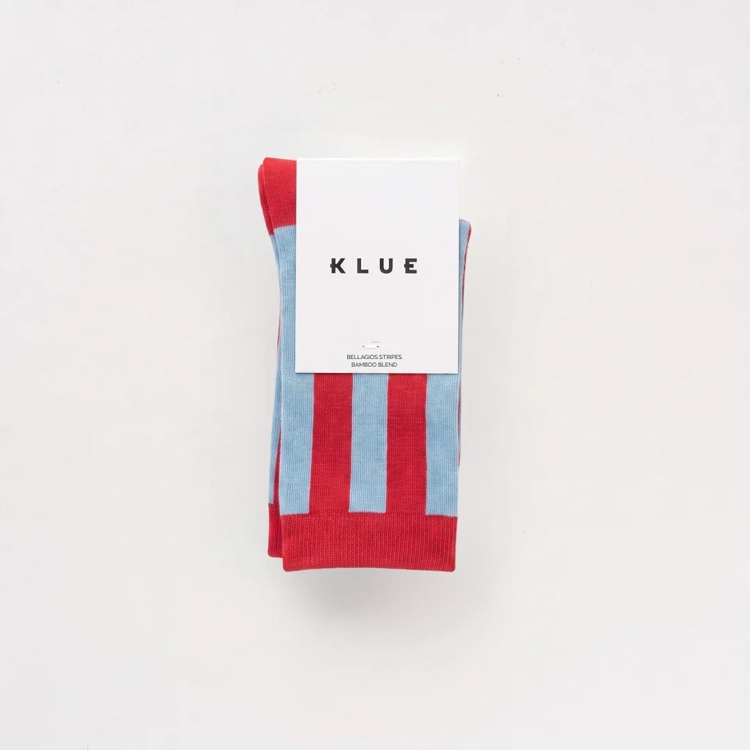 Chaussettes rayées Retro Bellagio | Cerise et bleu glacier