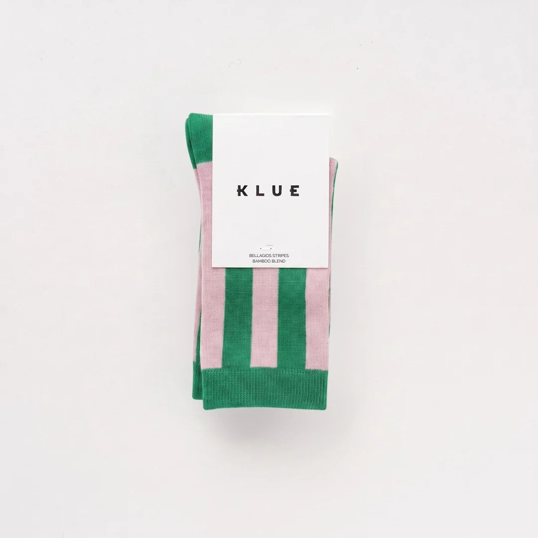 Chaussettes rayées Retro Bellagio | Vert émeraude et rose pale