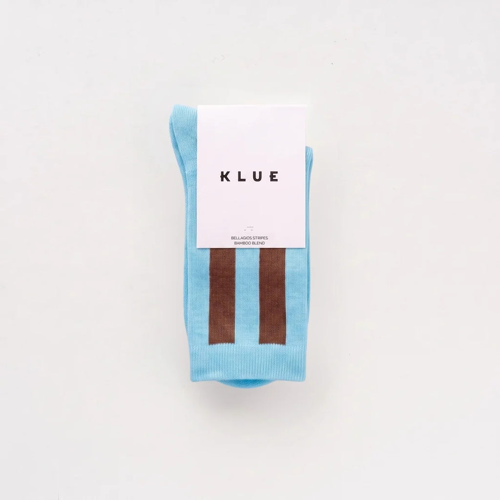 Chaussettes rayées Retro Bellagio | Bleu ciel et marron