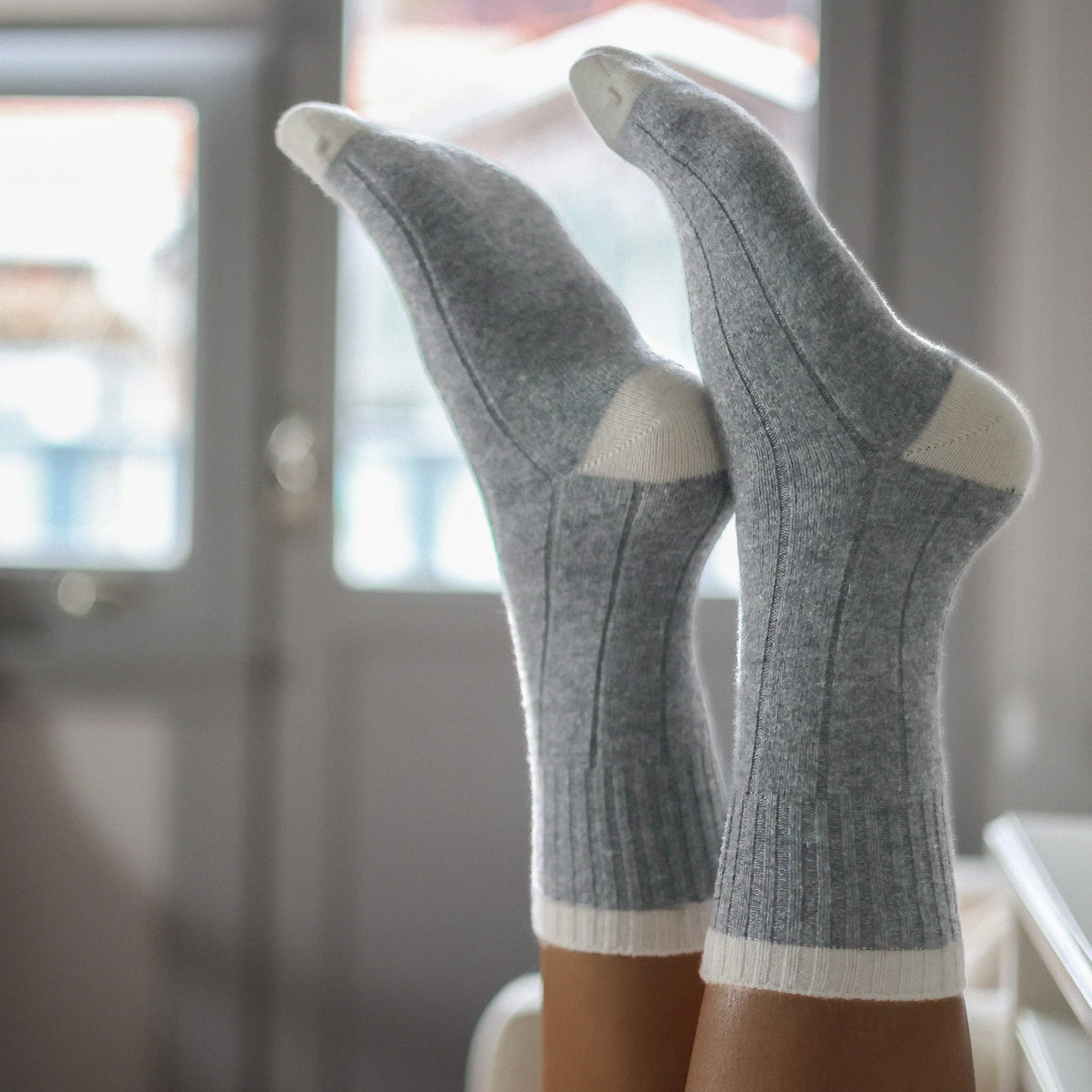 Chaussettes en laine Merinos | Grises et blanches