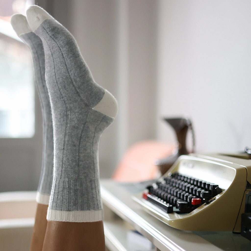Chaussettes en laine Merinos | Grises et blanches