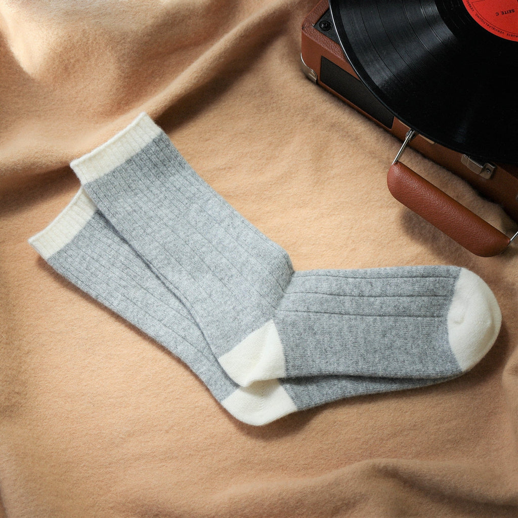 Chaussettes en laine Merinos | Grises et blanches