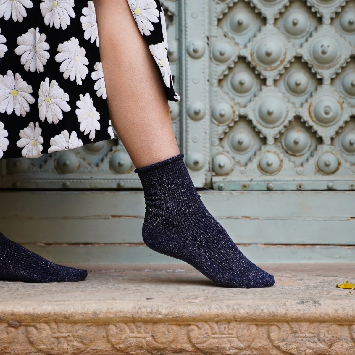 Chaussettes en Lurex à paillettes | Bleues