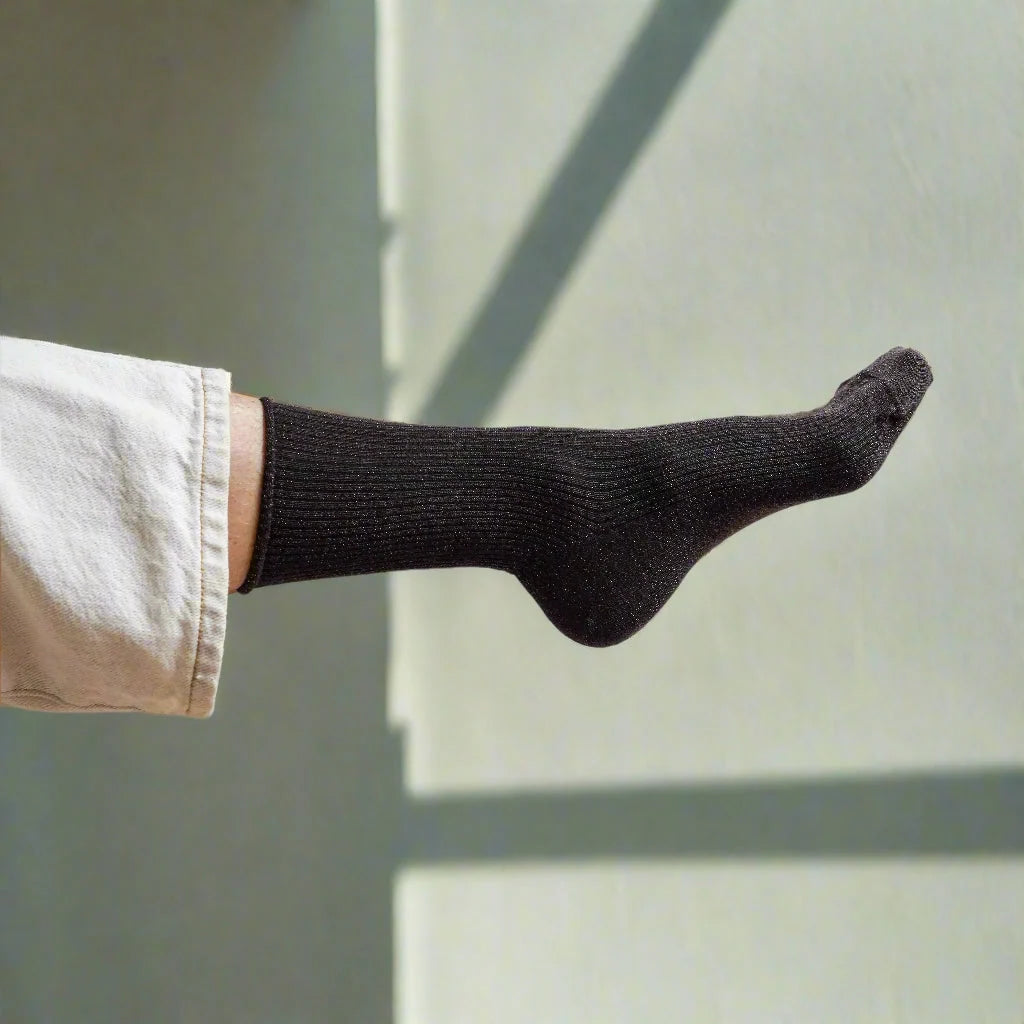 Chaussettes en Lurex à paillettes | Chocolat marron foncé