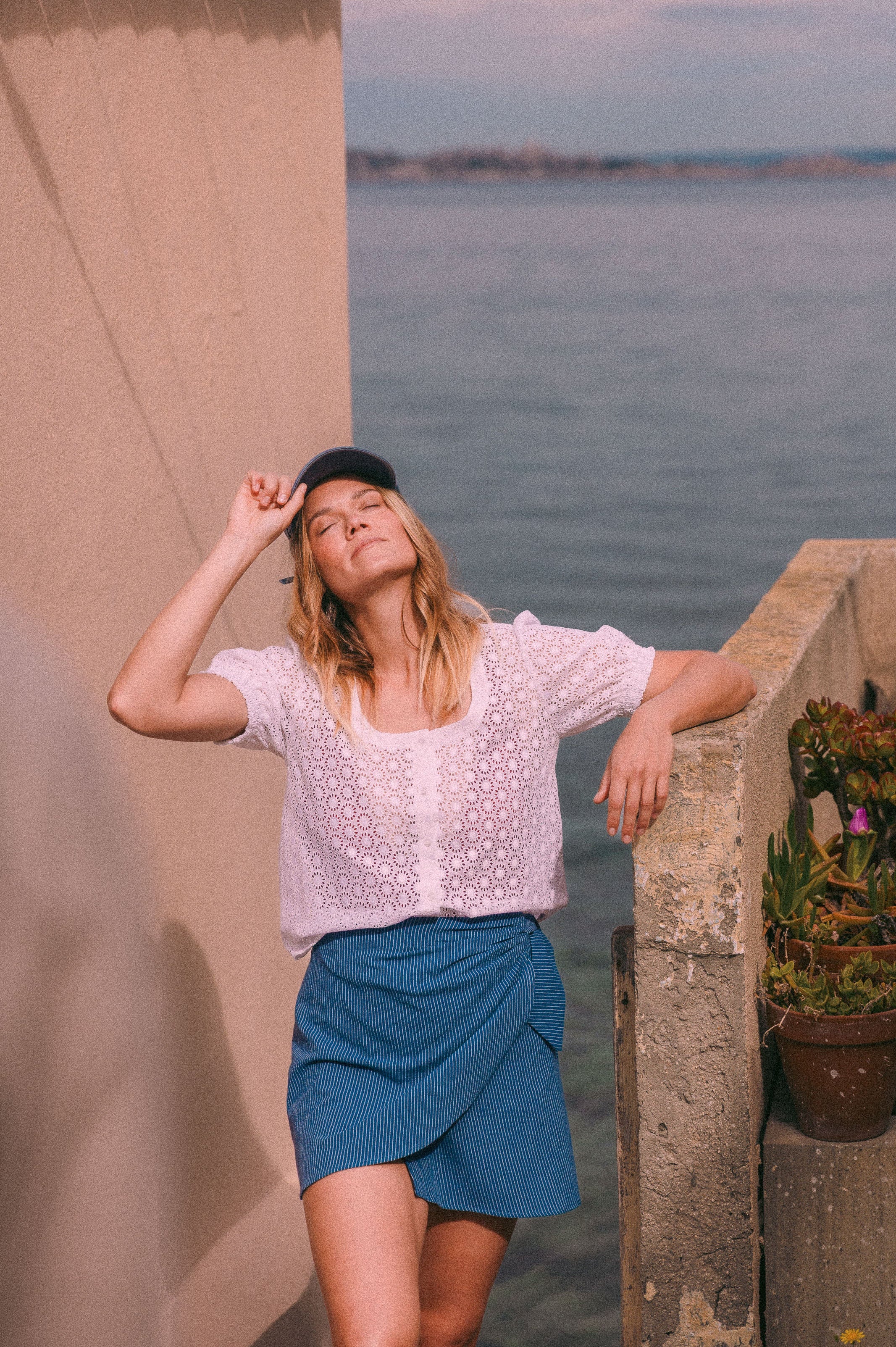 Jupe pagne Elios bleue Rayée