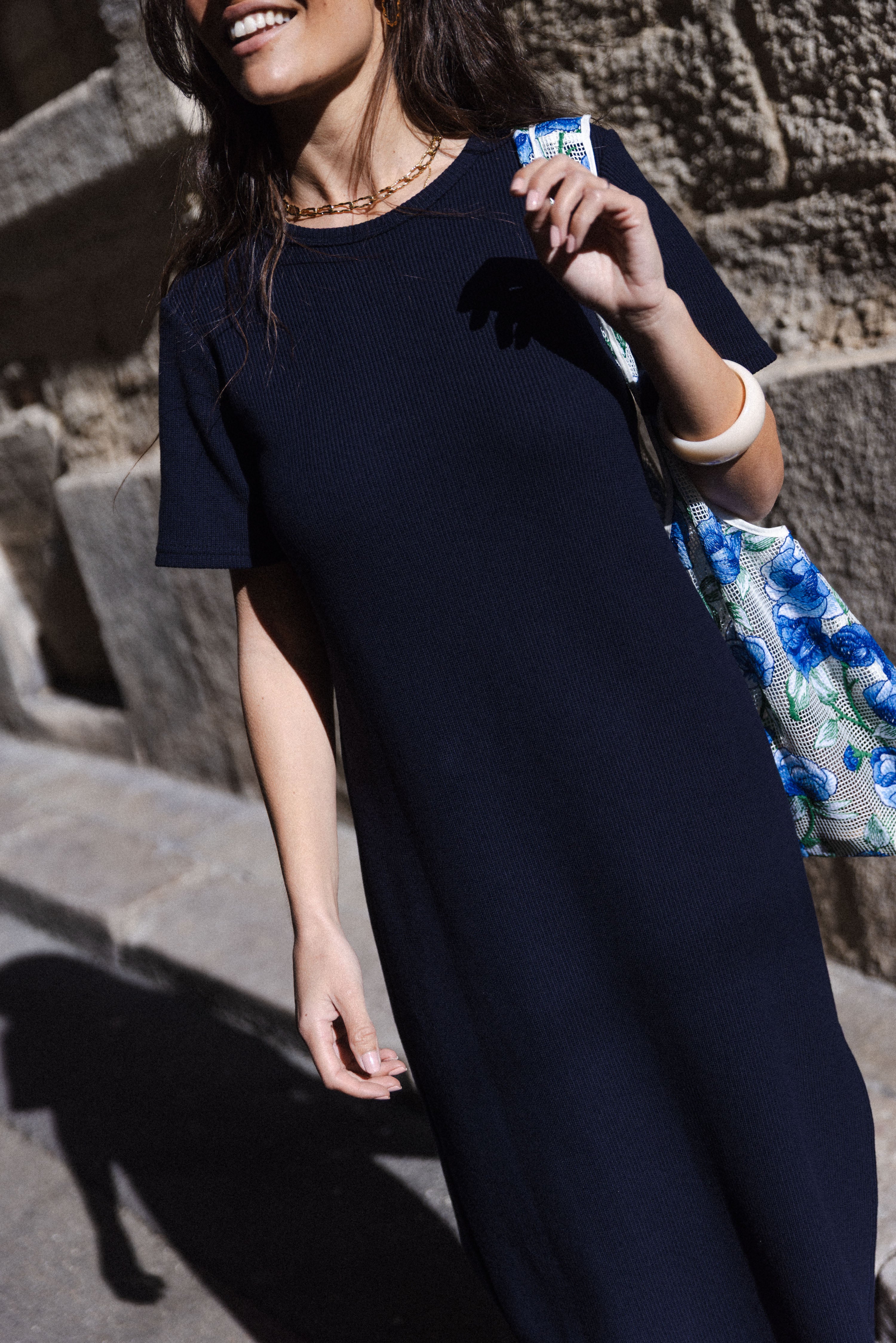 Robe maille tube Marin