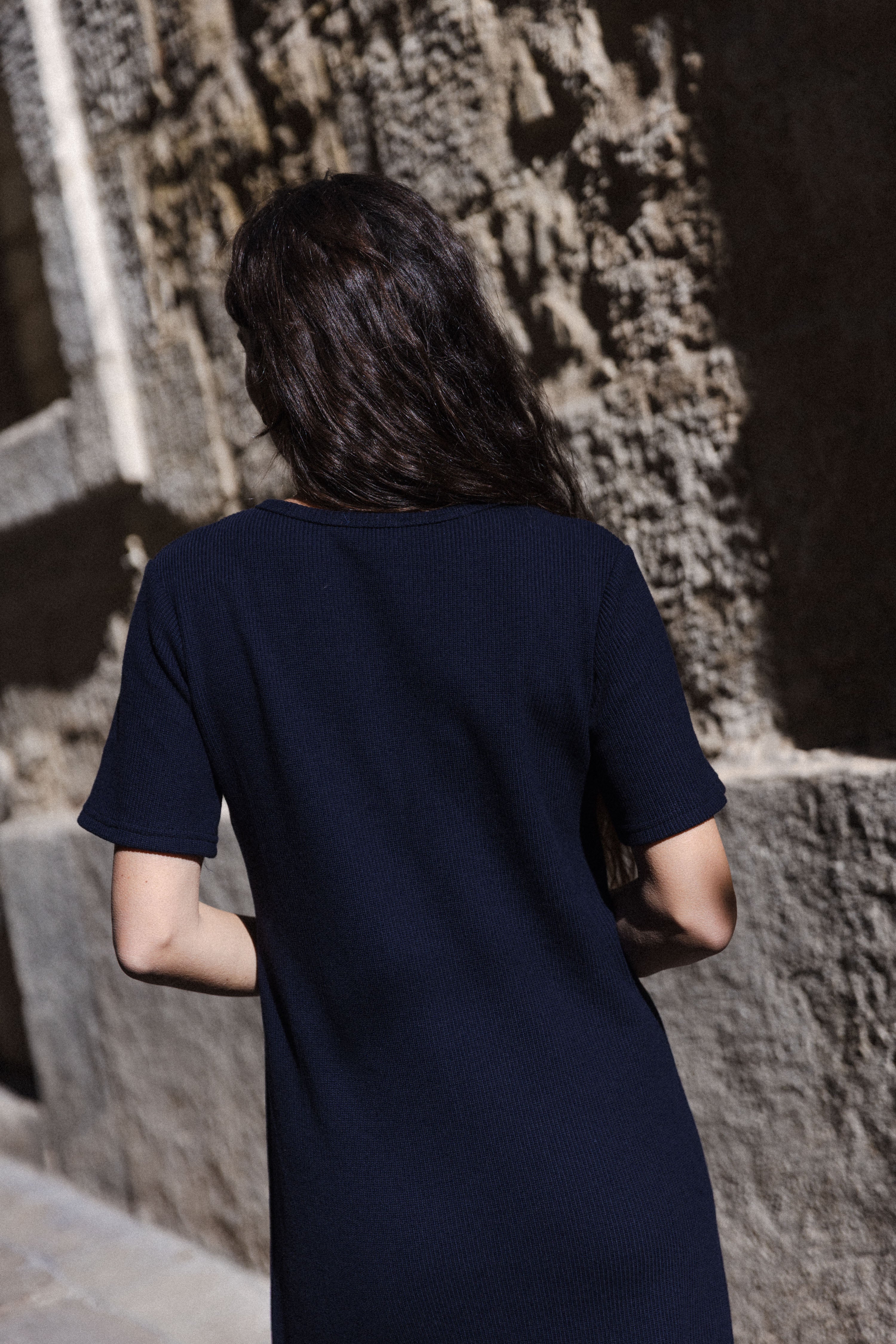 Robe maille tube Marin