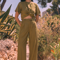 Pantalon à pinces Olive