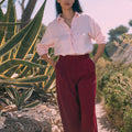 Pantalon à pinces bordeaux
