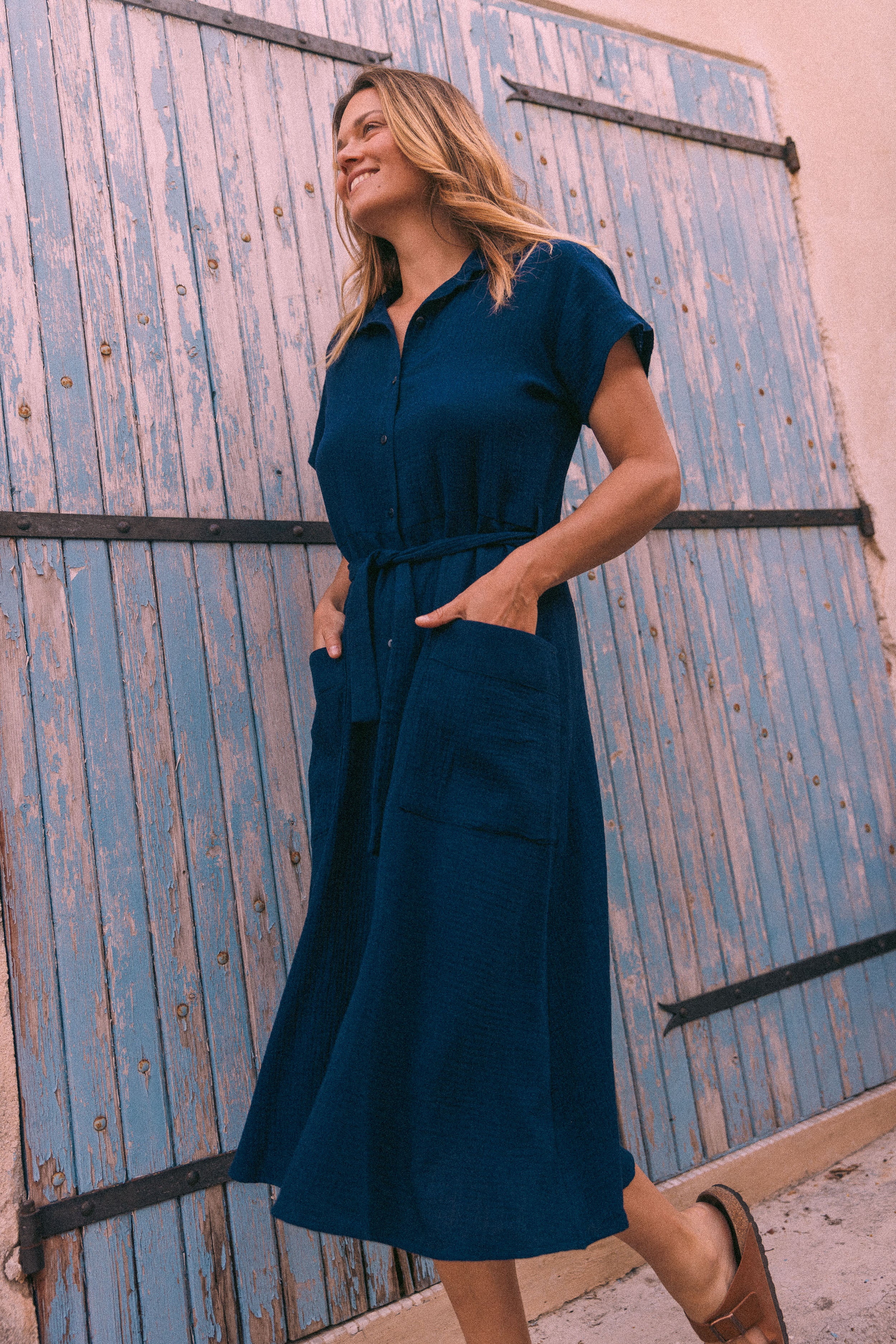 Robe chemise navy
