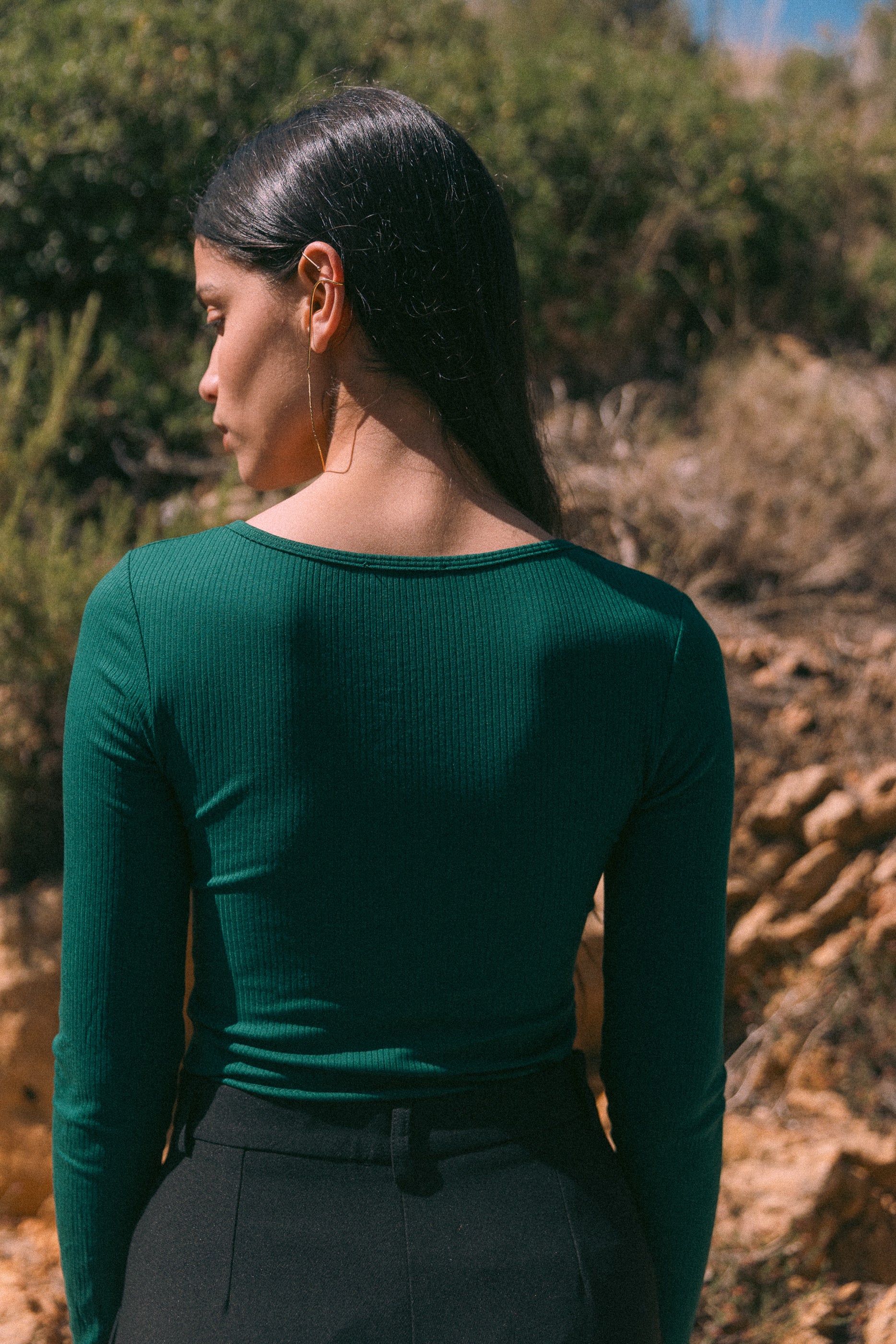 Sous-pull col carré vert émeraude