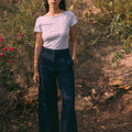 Wide-leg navy trousers