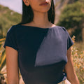 Tee drapé marine
