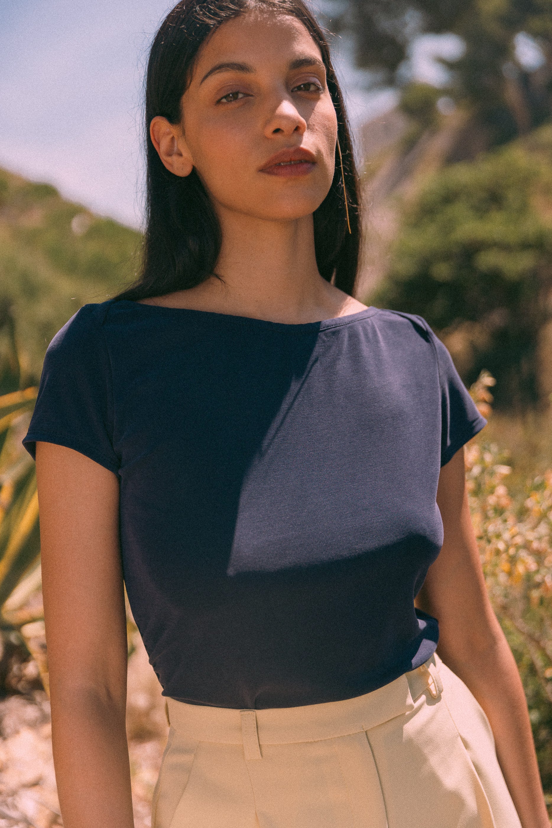 Tee drapé marine