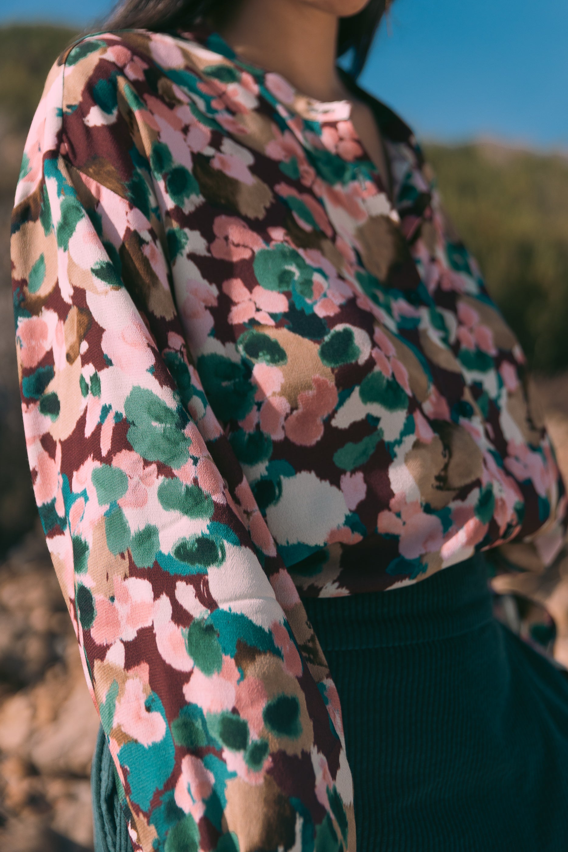 Blouse col Mao Musc