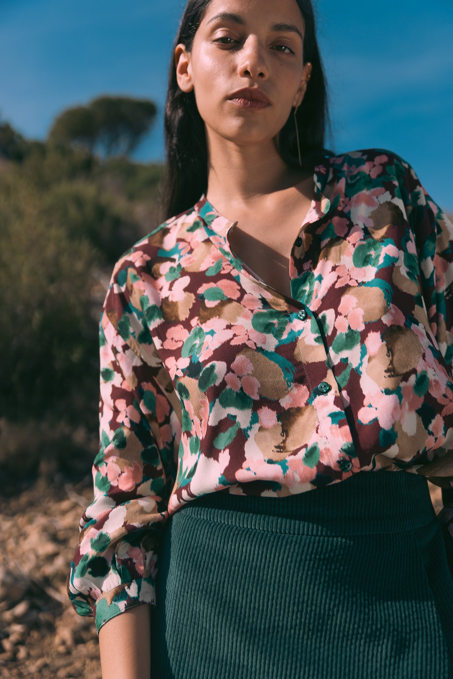 Blouse col Mao Musc