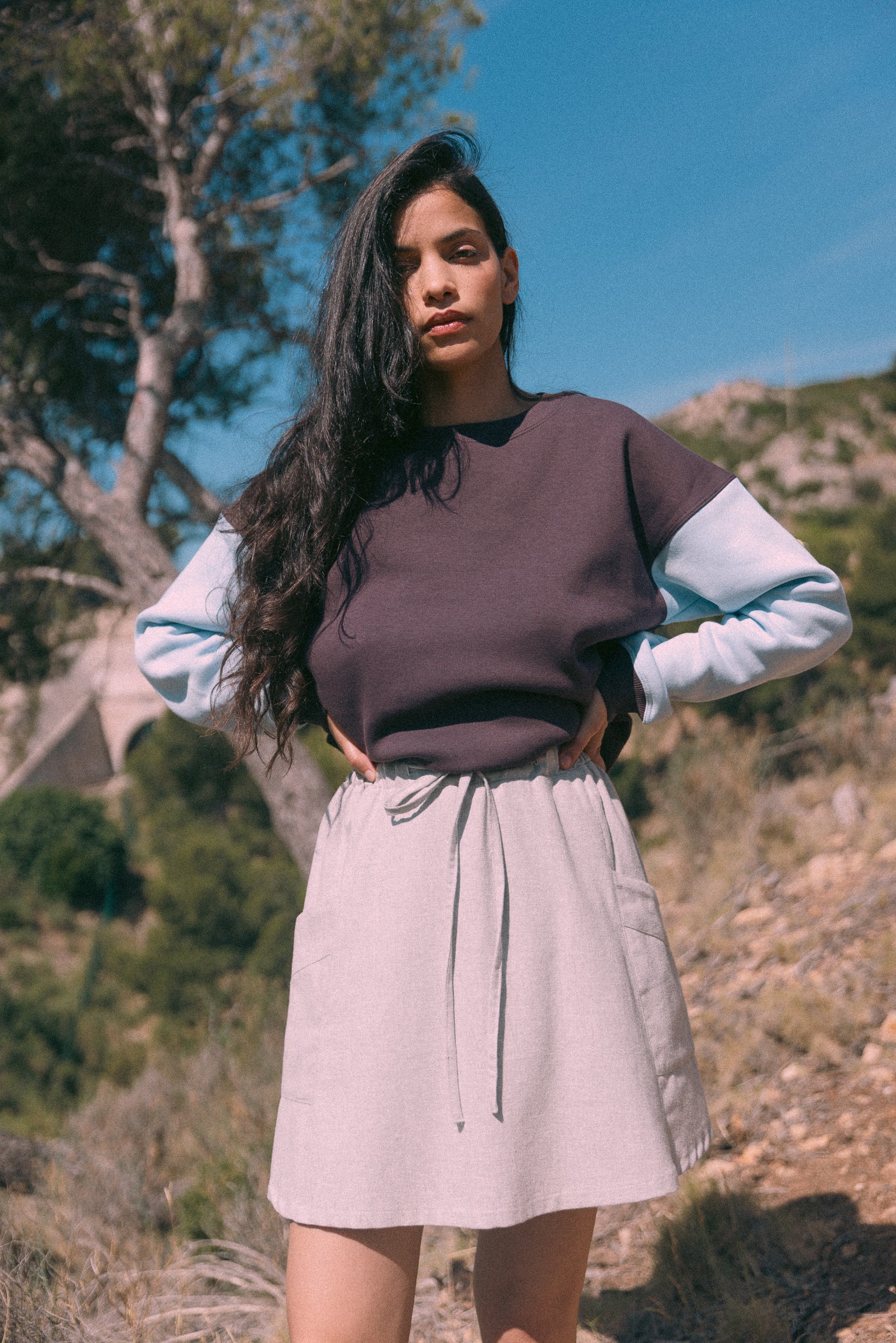 Jupe cargo gris chiné