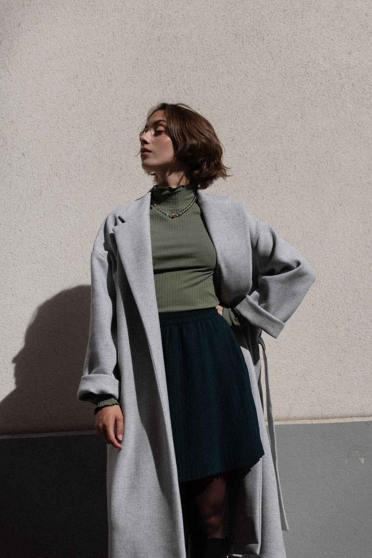 Jupe plissée courte moss