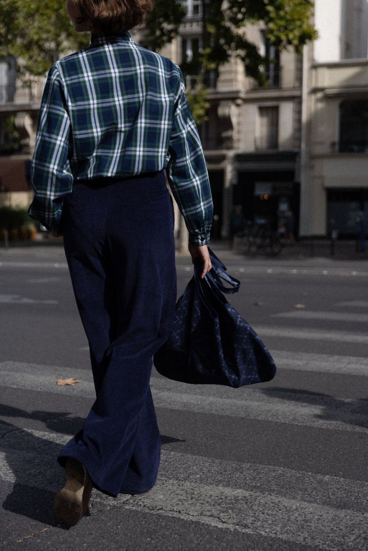 Pantalon ample velours navy