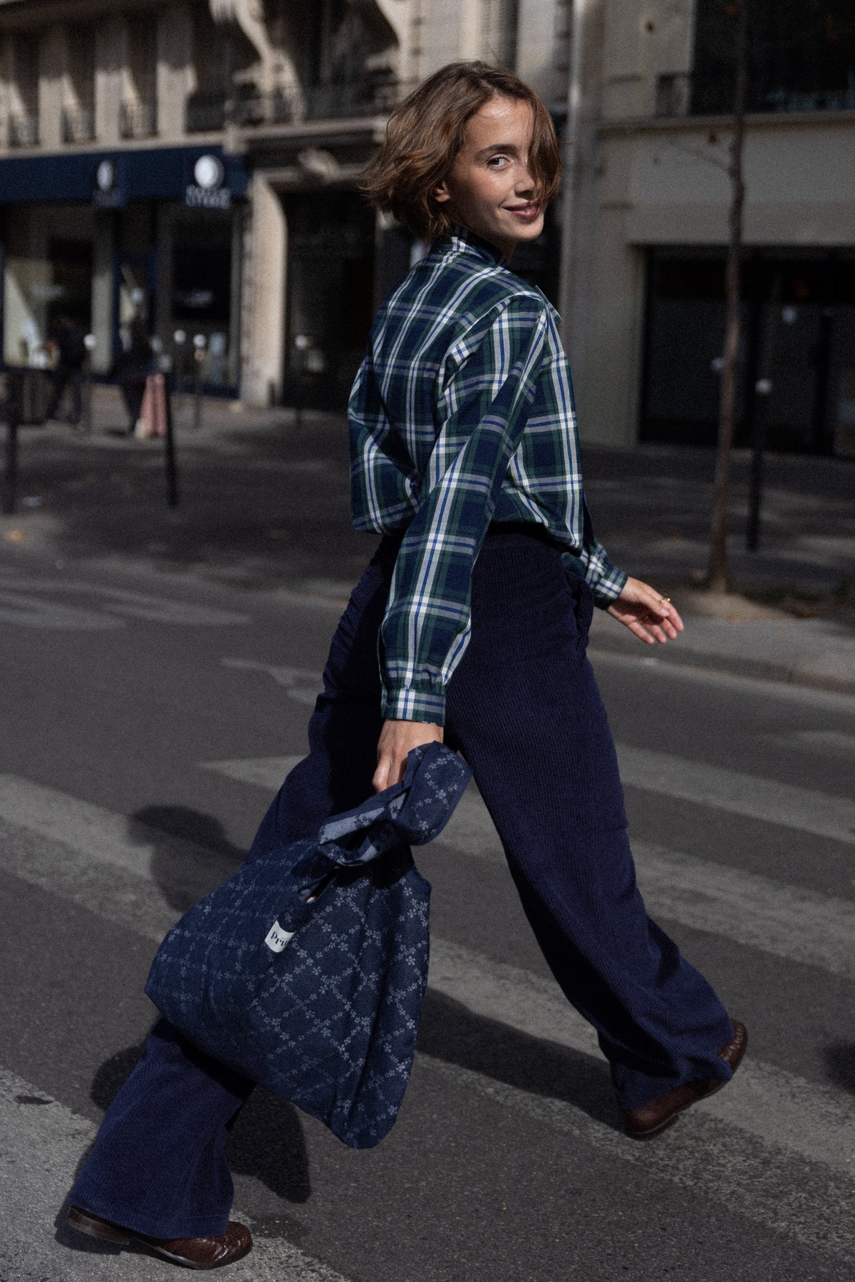 Pantalon ample velours navy