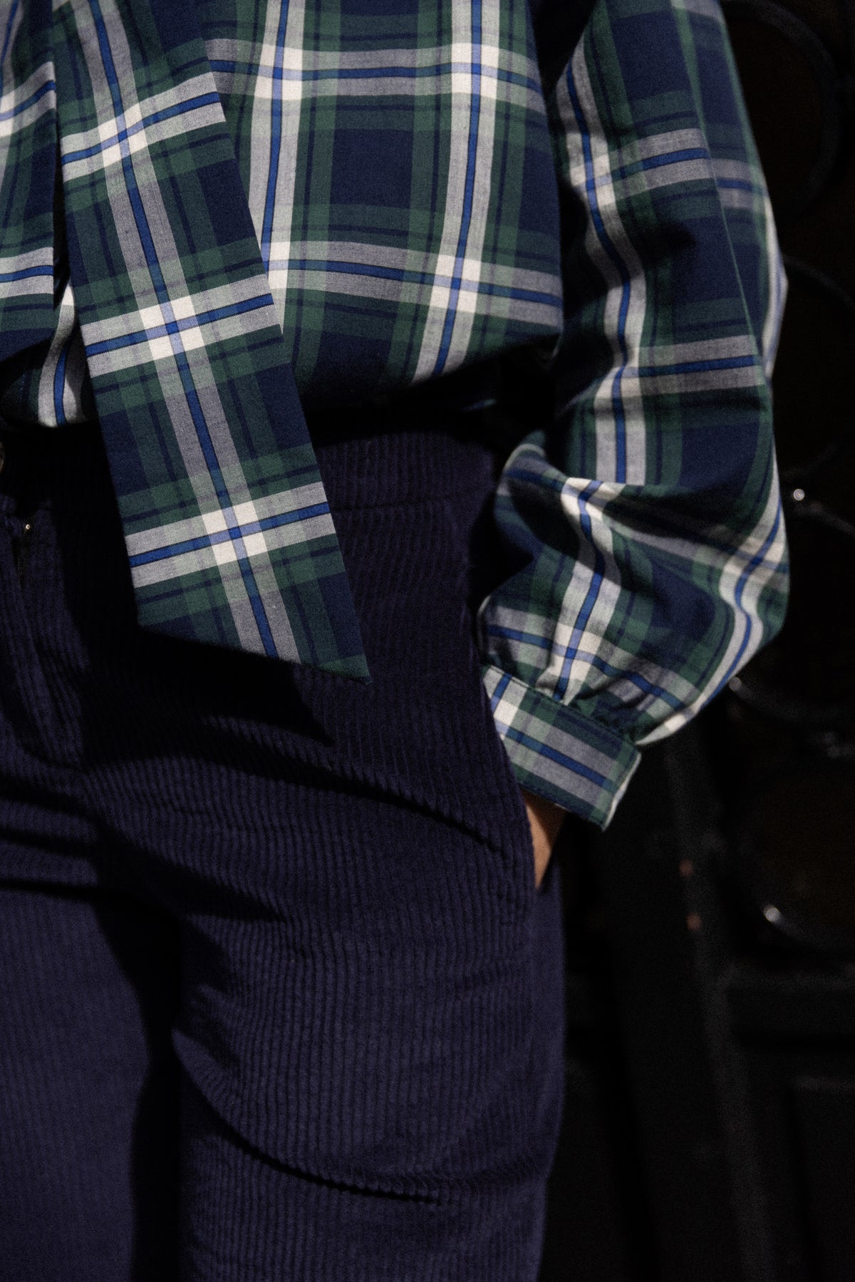 Pantalon ample velours navy
