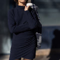 Vestido drapeado, anacardo