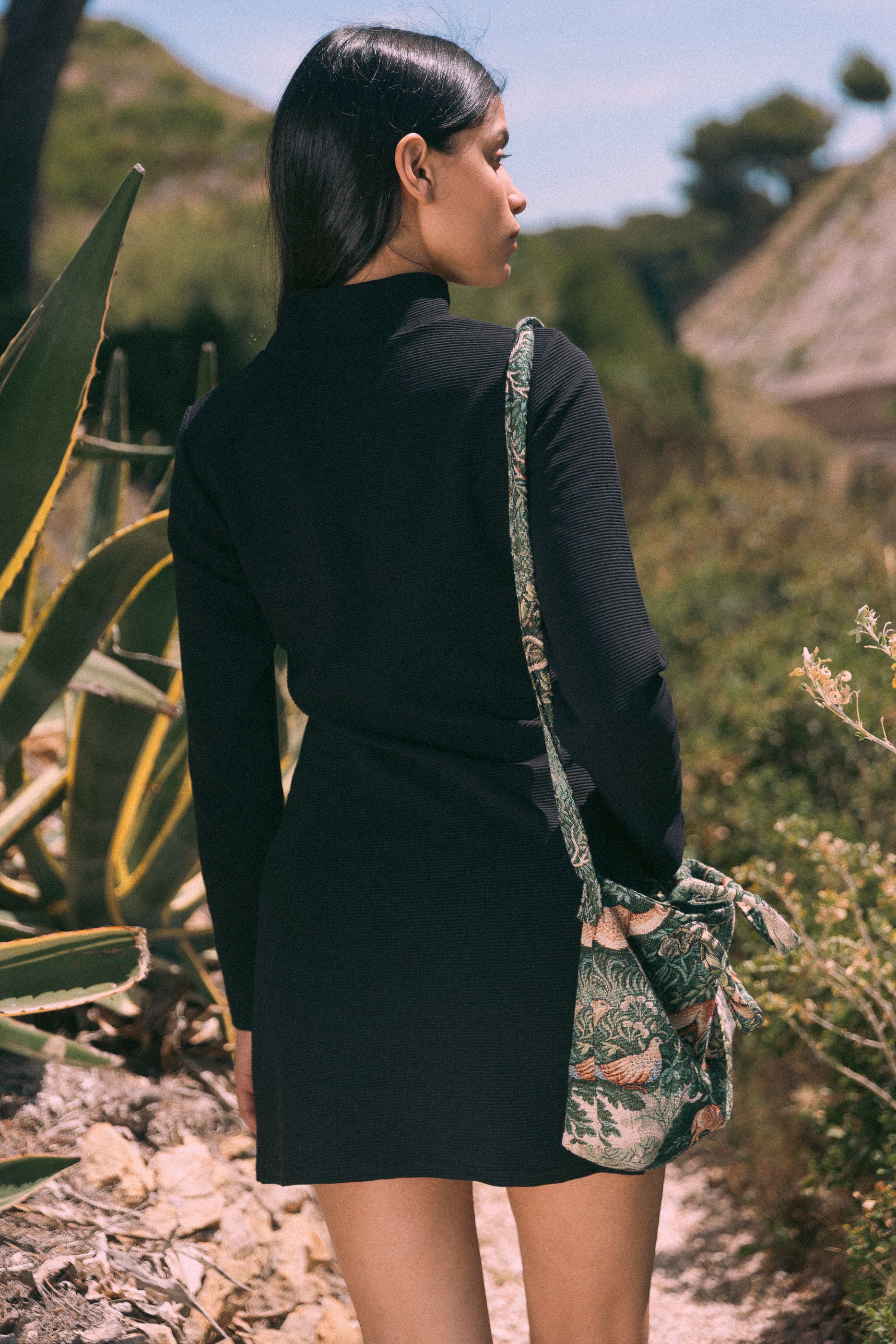 Draped dress, cashew