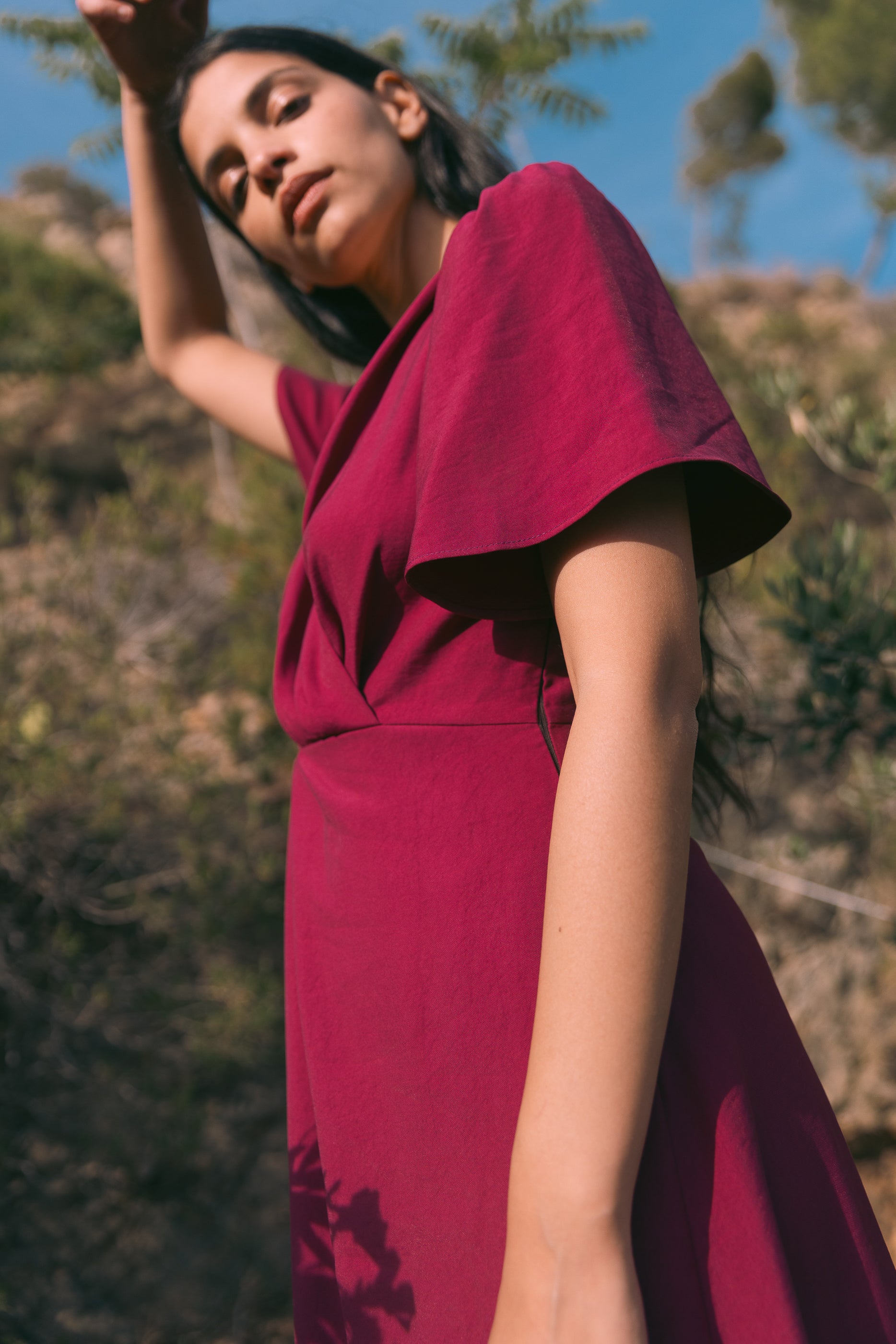 Robe drapée Jane cassis