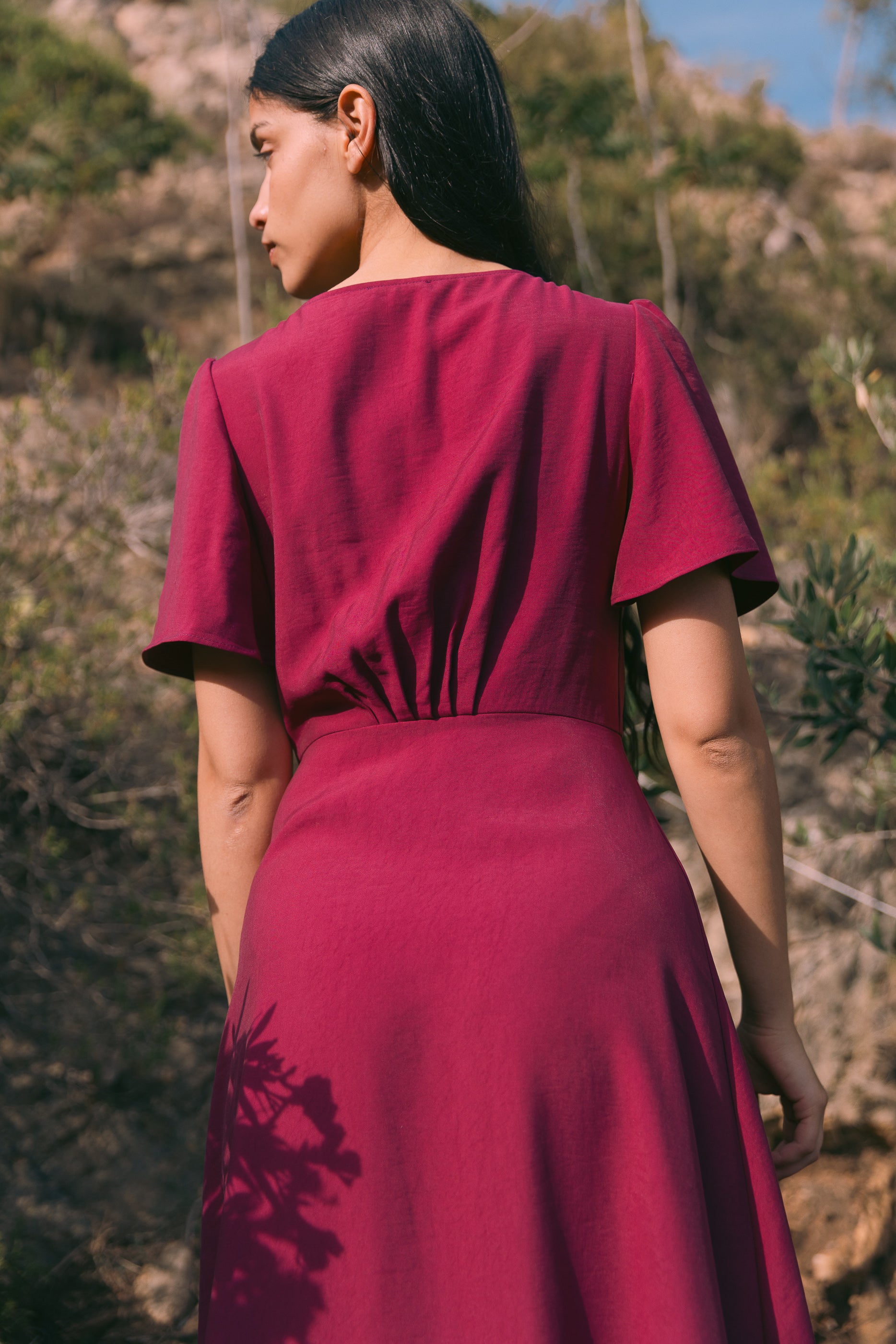 Robe drapée Jane cassis