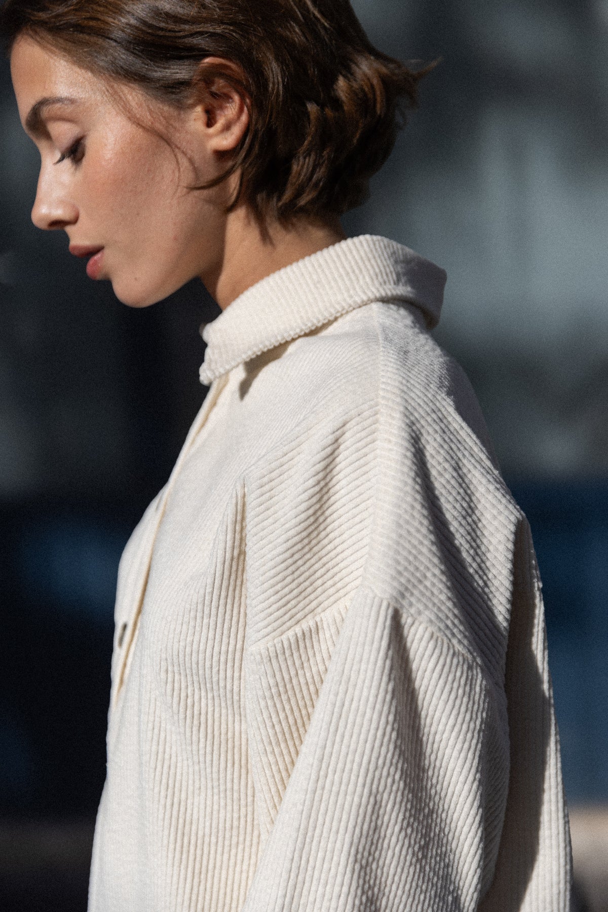 Robe vareuse velours crème