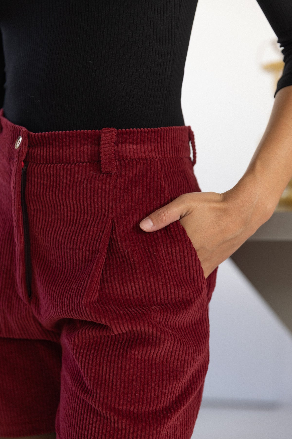 Short velours bordeaux
