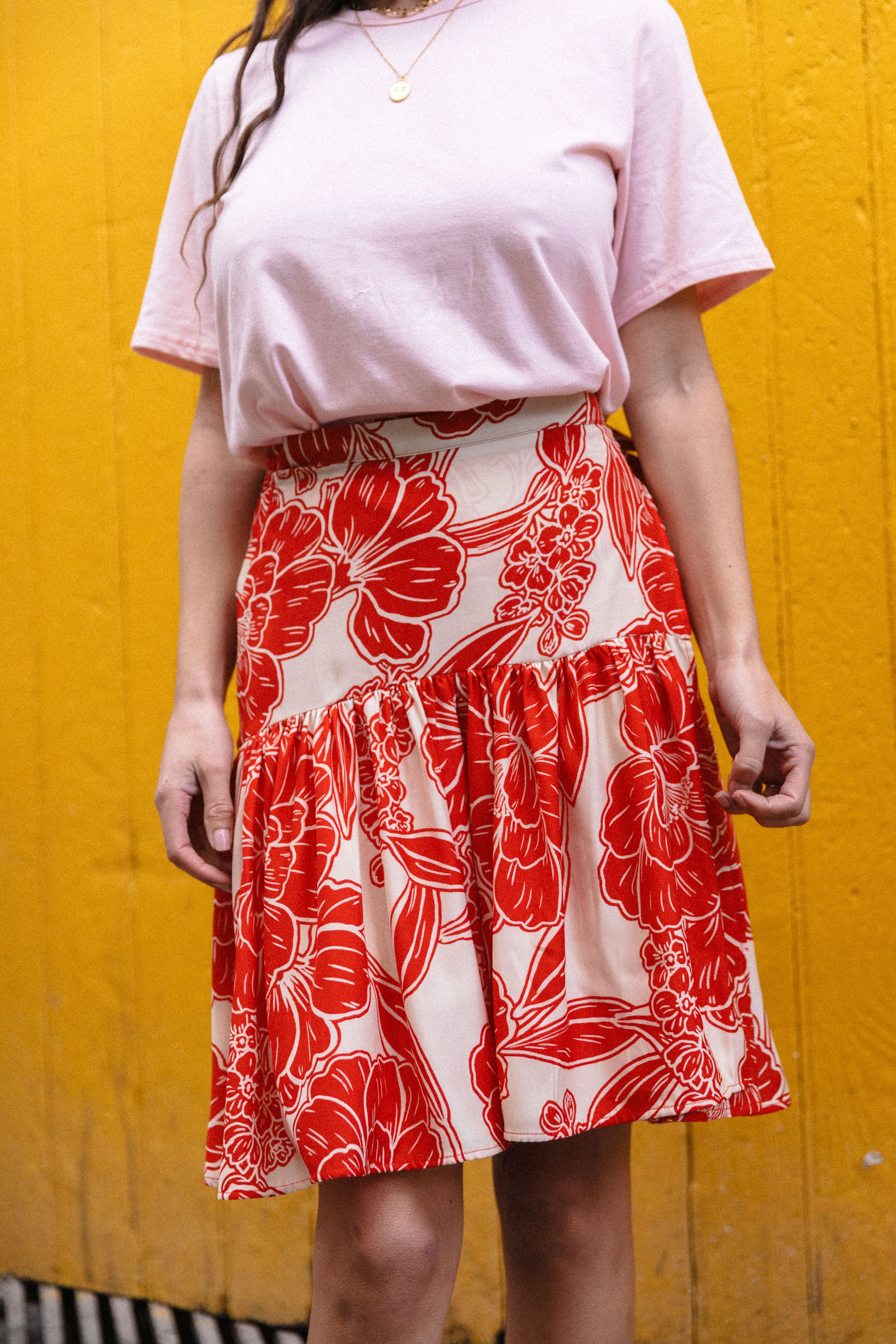 Jupe mini portefeuille Coquelicot