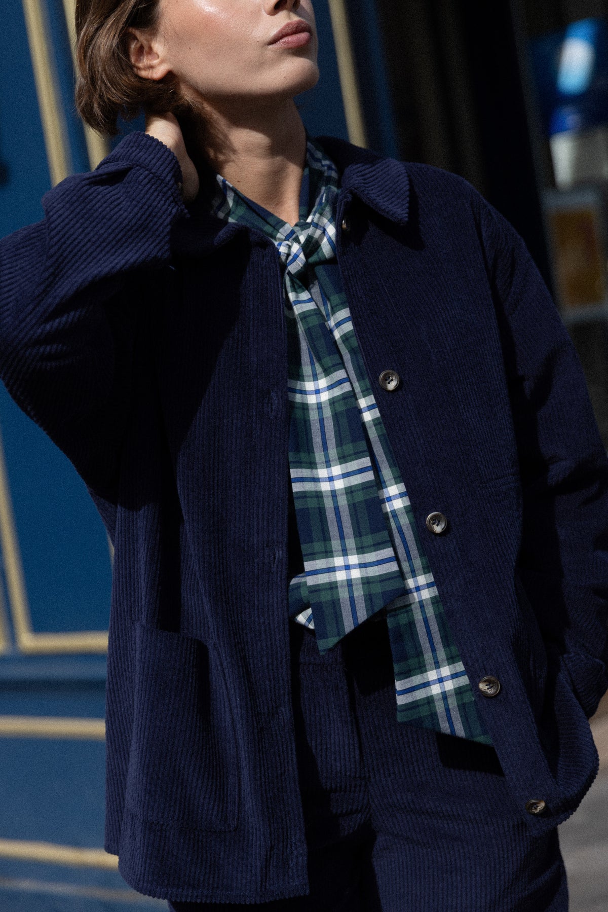 Veste tom velours navy
