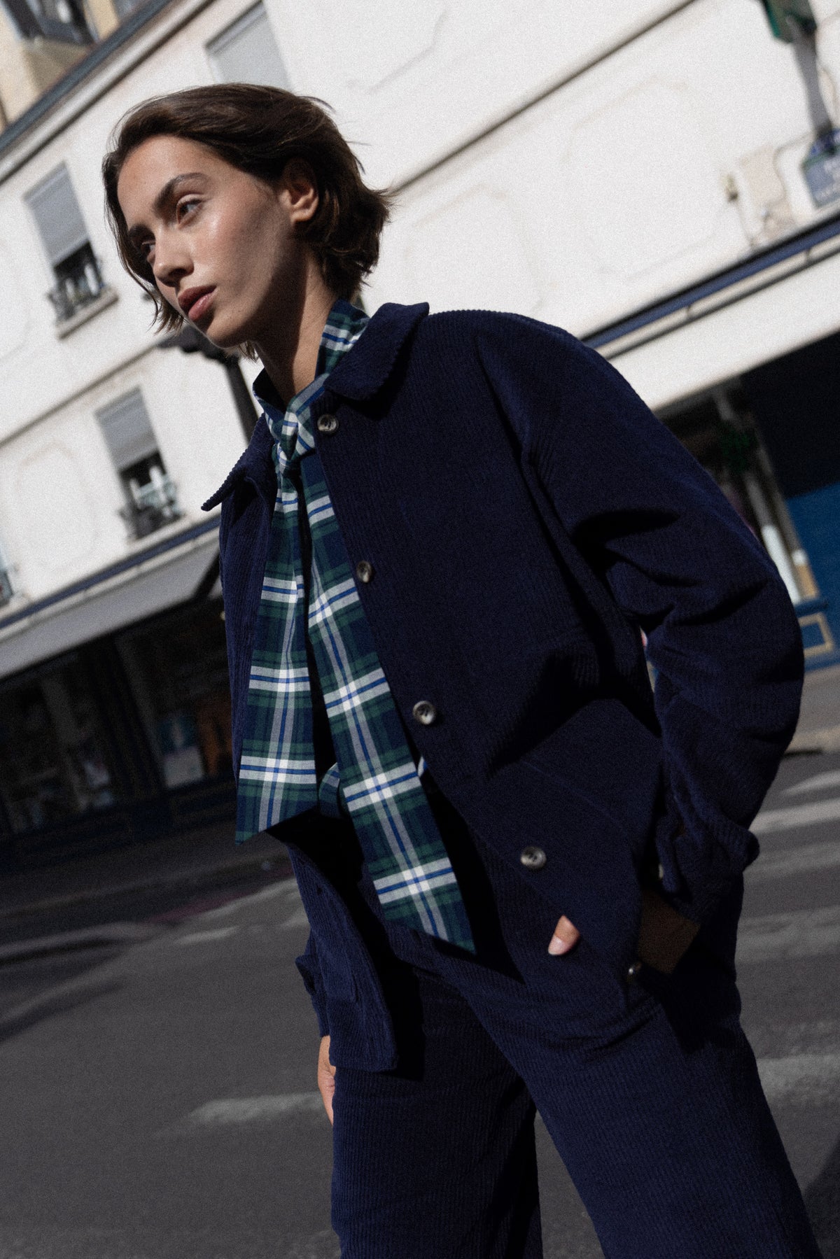 Veste tom velours navy