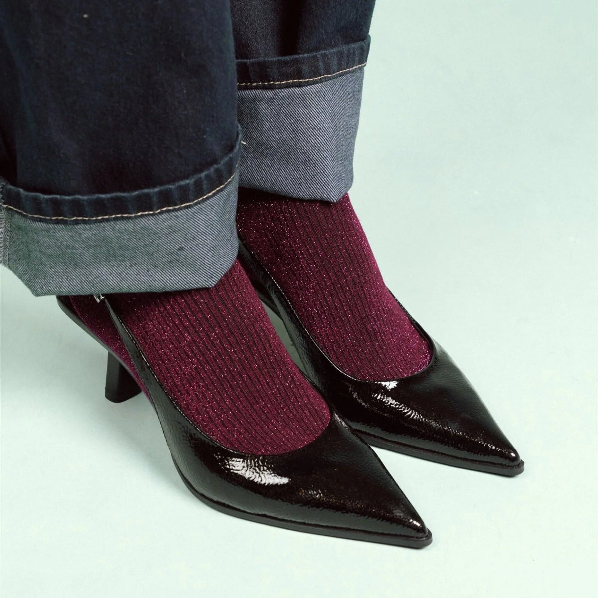 Chaussettes en Lurex à paillettes | Bordeaux