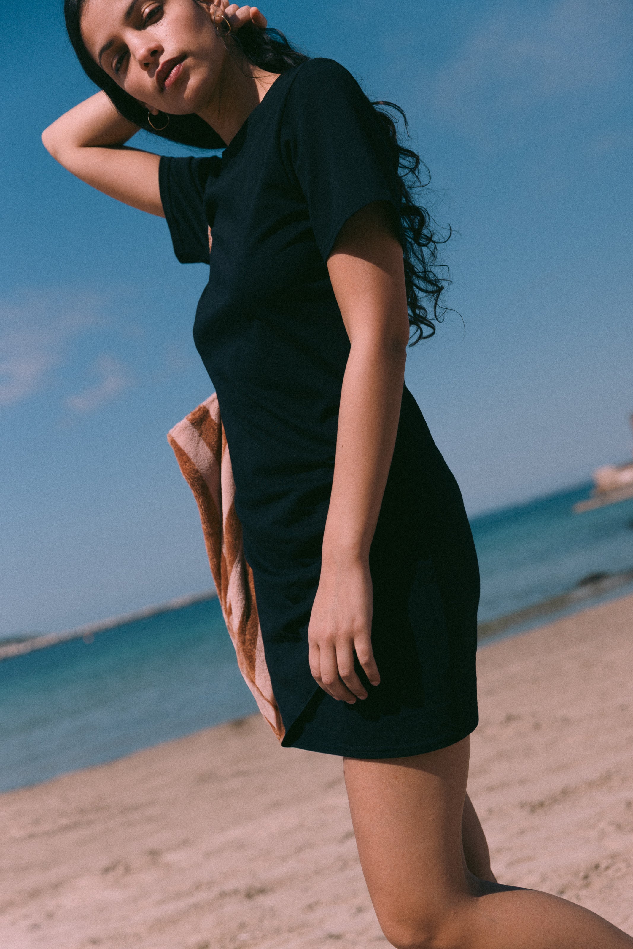 Mini robe drapée Carbone