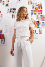 pantalones plisados ​​de novia