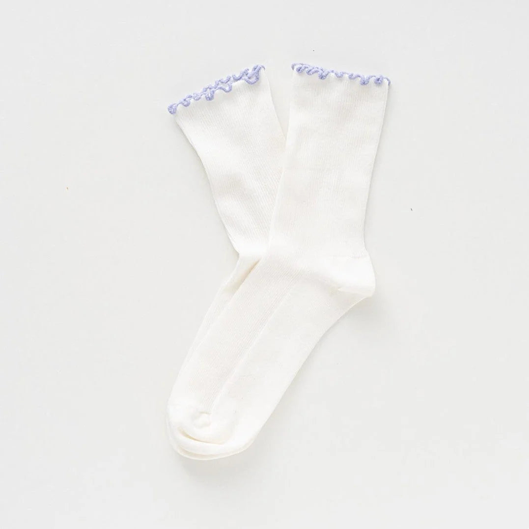 Chaussettes en coton biologique à volants | Lilas