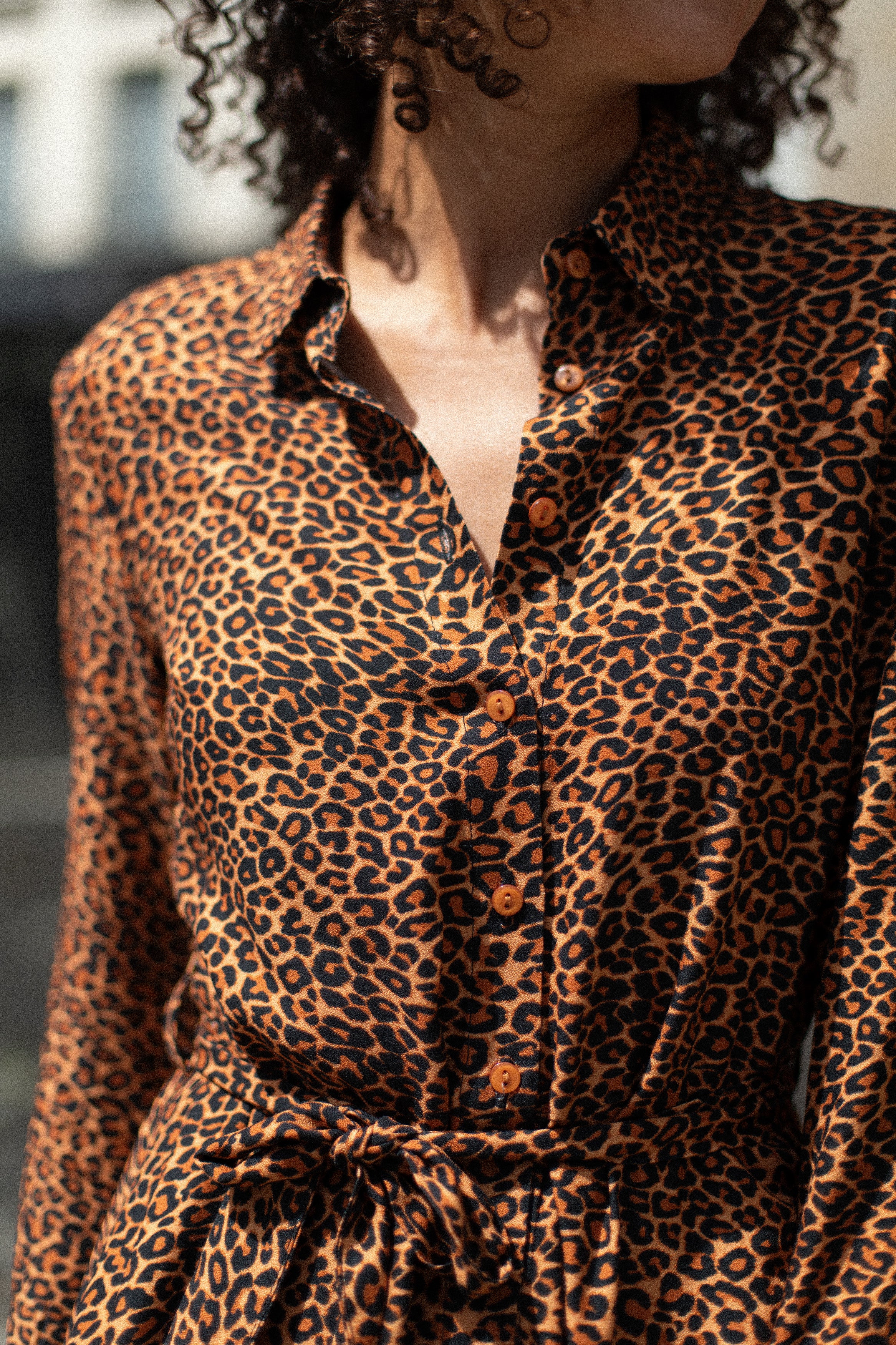 Robe chemise courte léopard