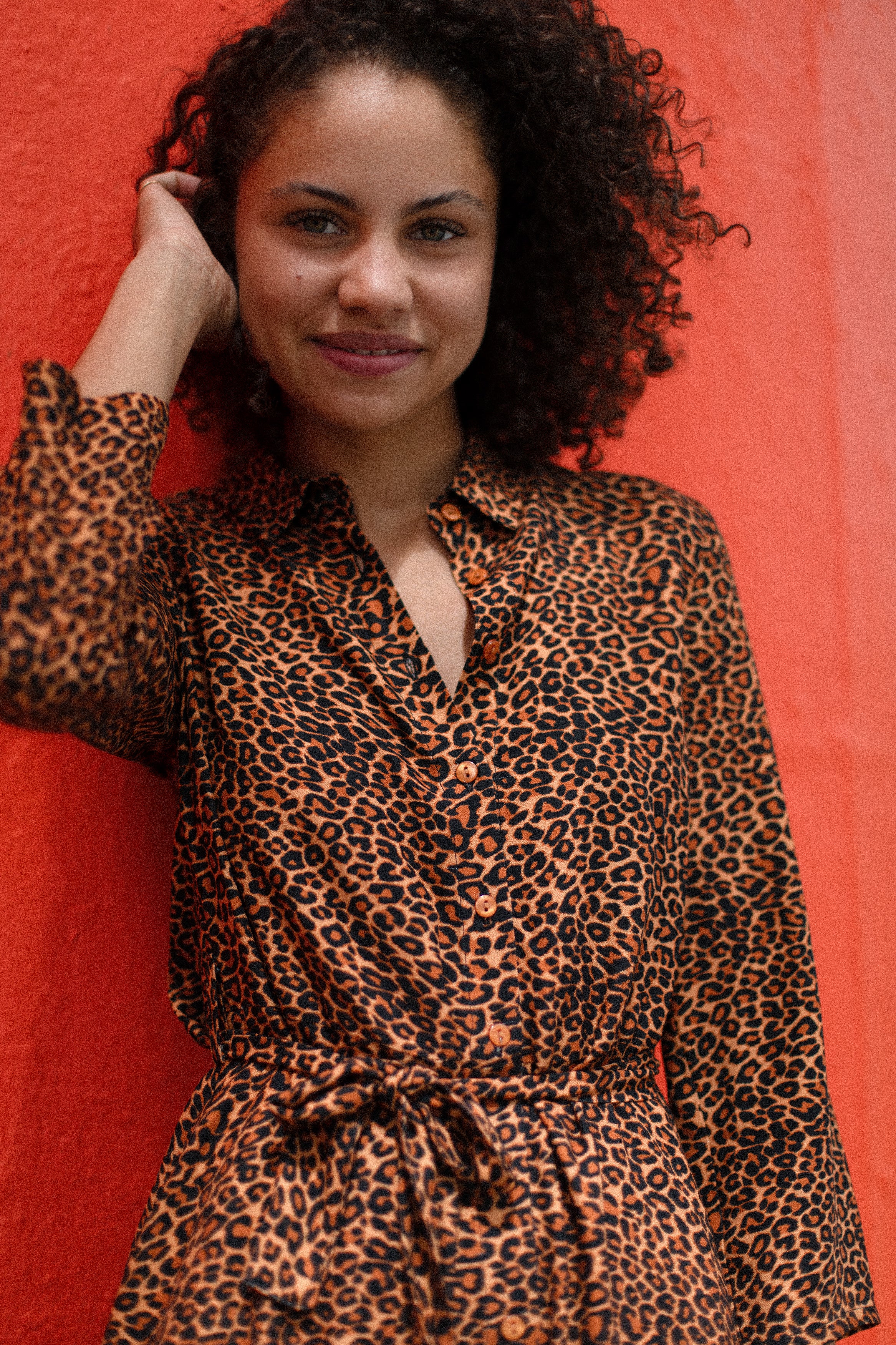 Robe chemise courte léopard