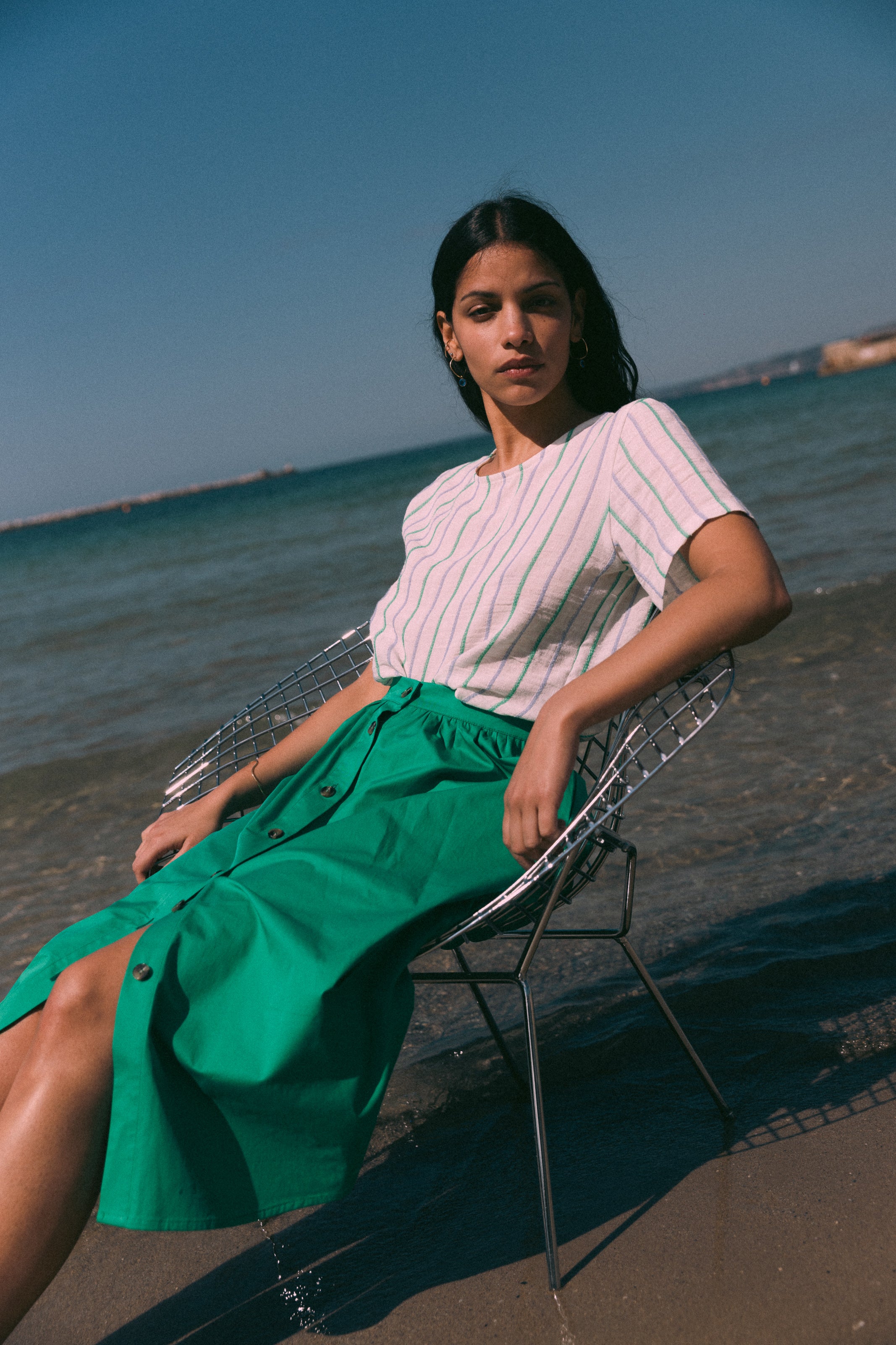 Midi boutonnée Absinthe