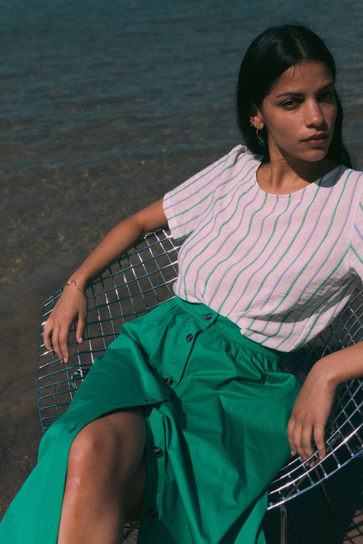 Midi boutonnée Absinthe