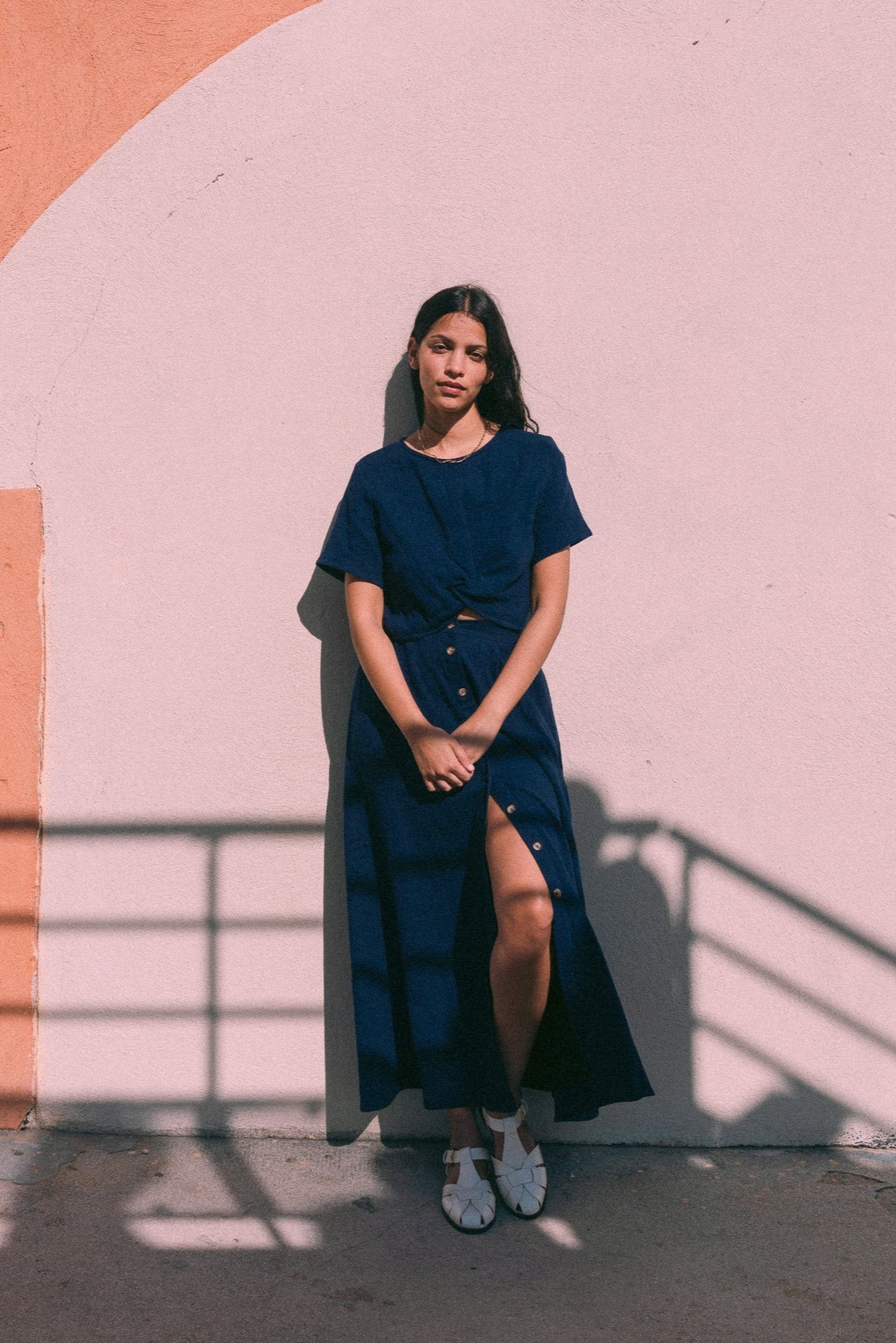 Maxi boutonnée marine