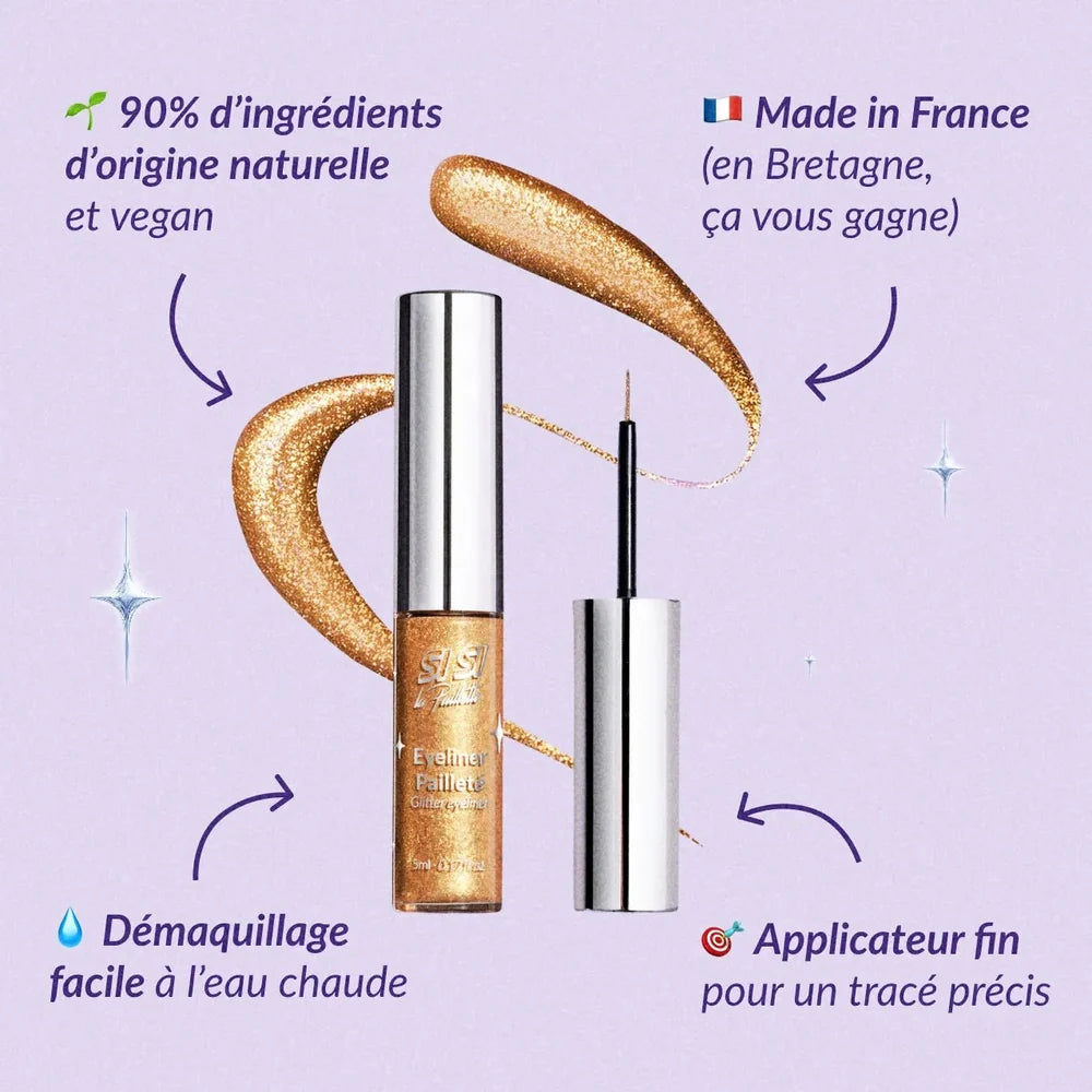 Eyeliner Pailleté Or Métallique