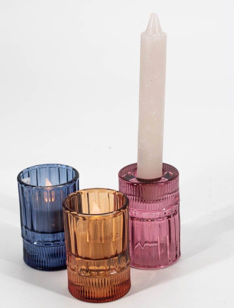 Twist Glass Candle Holder - Pink