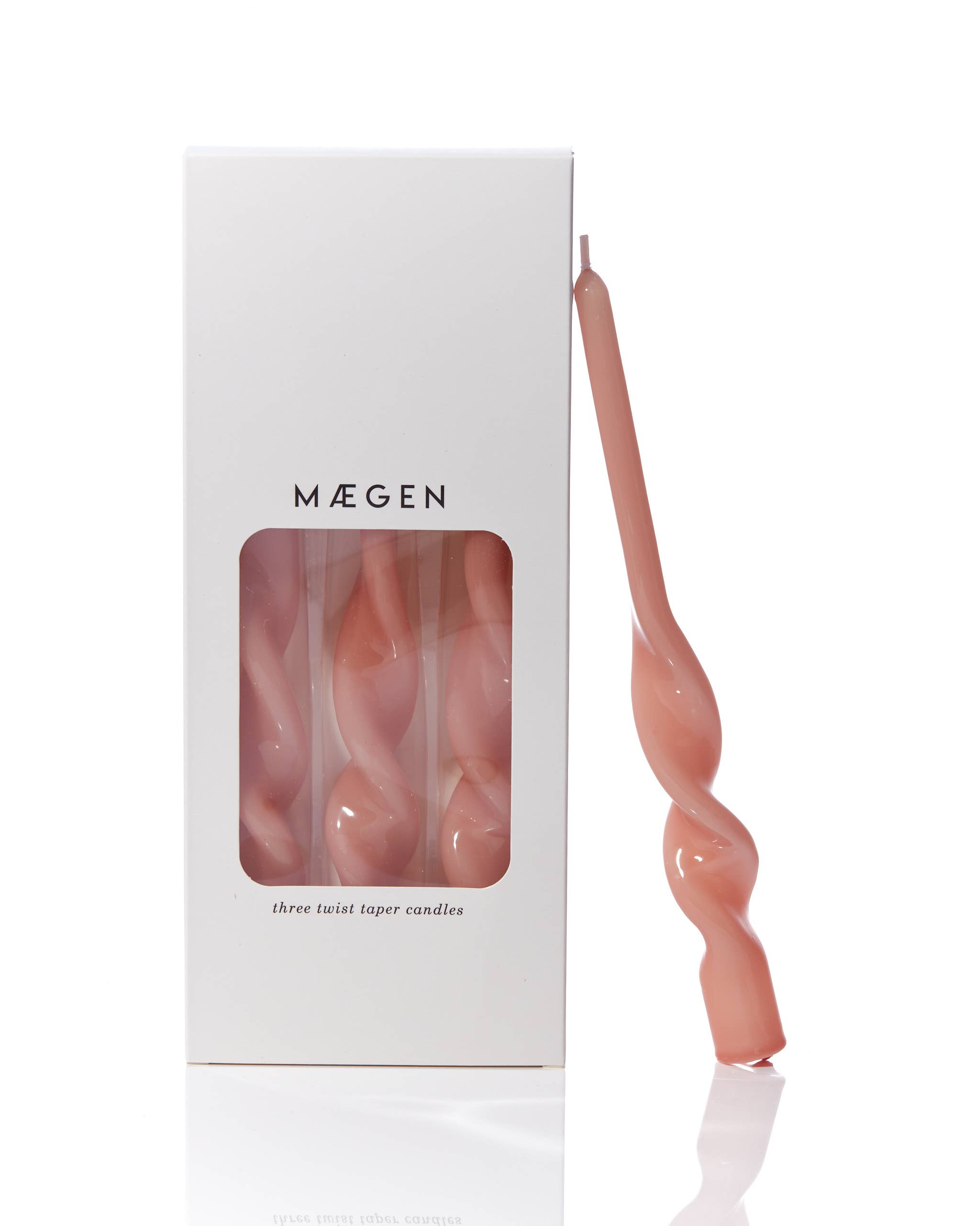 MÆGEN Twist Taper Candles, pack of 3, plaster pink