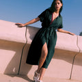 Emerald long shirt dress