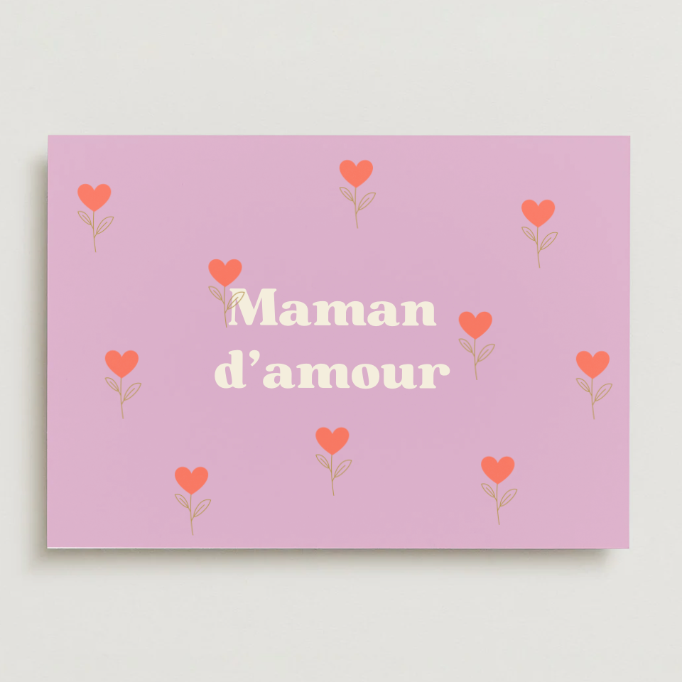 Postcard - Tulip hearts "My dear mother"