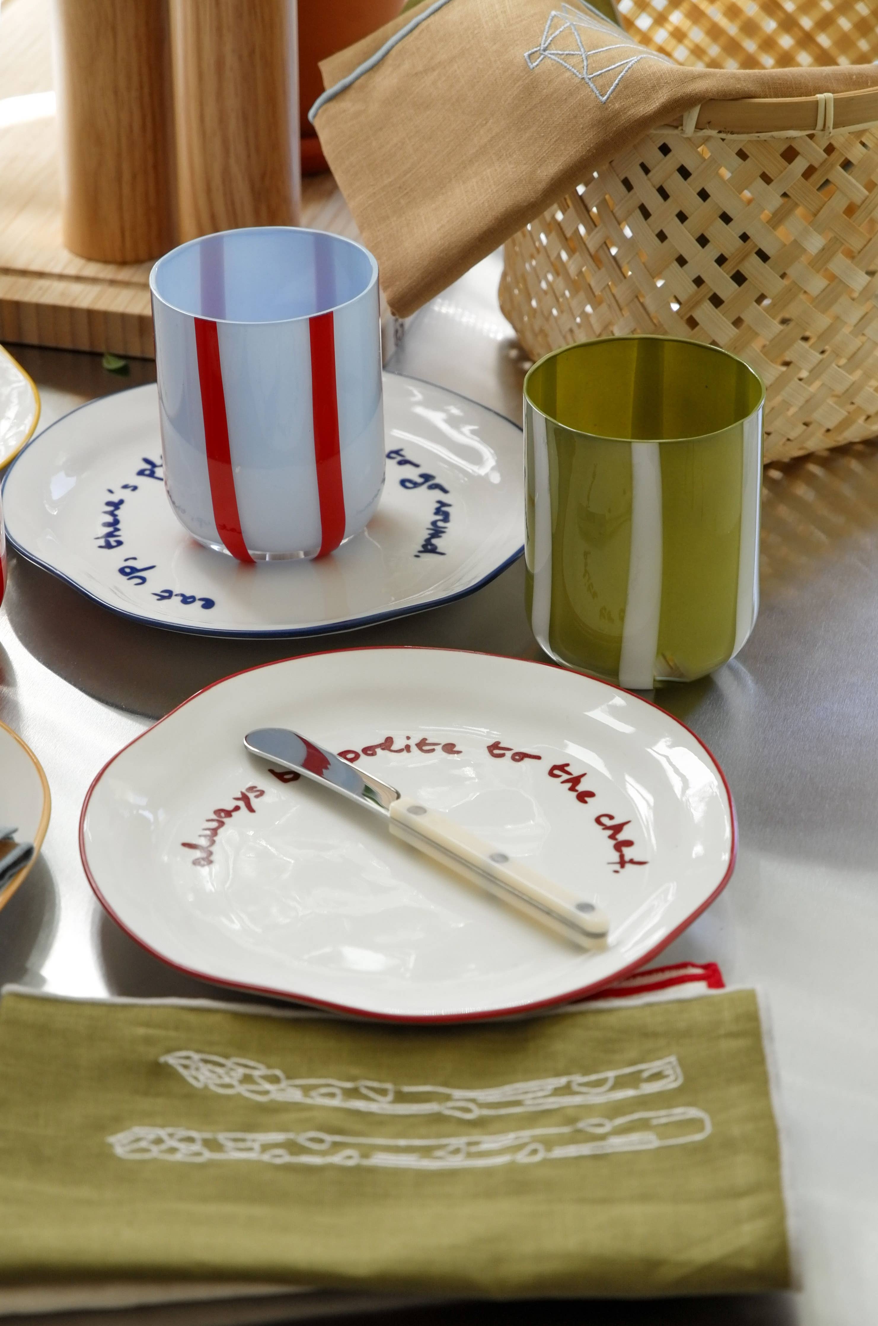 Plate with a message - "Eat, there's still plenty to share."